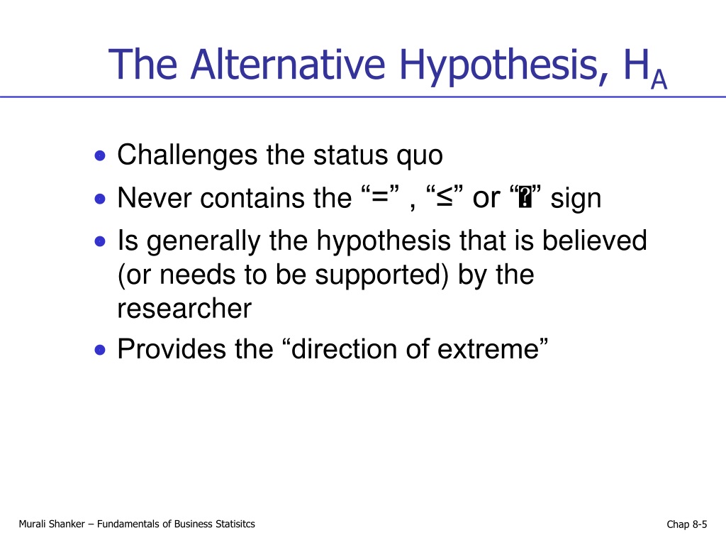 null hypothesis status quo