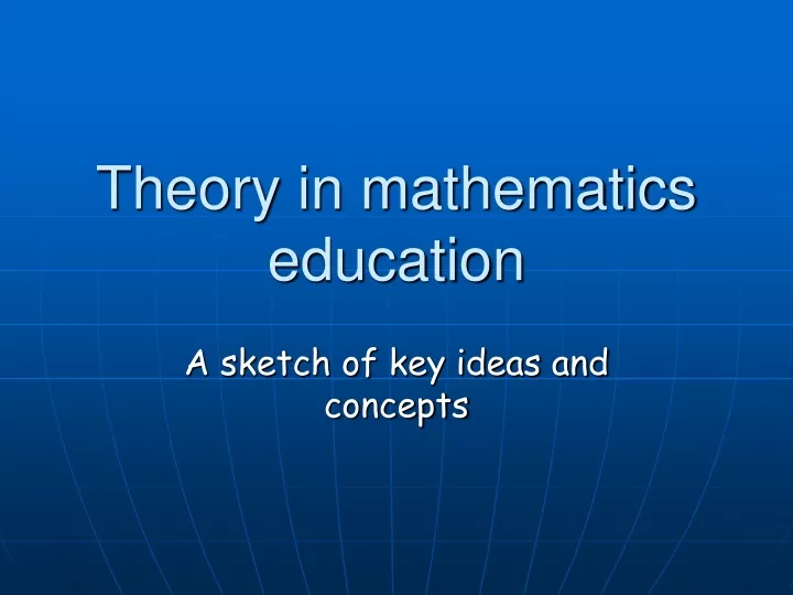 theory in mathematics education n.