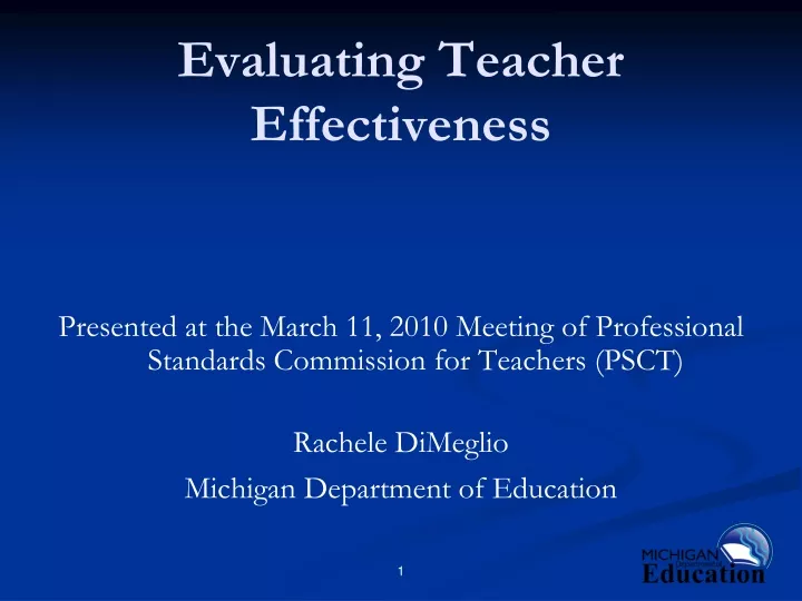 PPT - Evaluating Teacher Effectiveness PowerPoint Presentation, Free ...