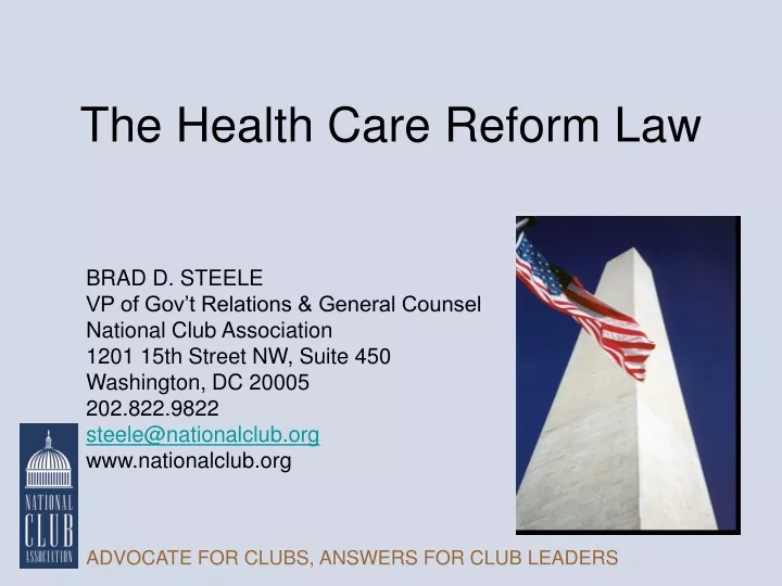 the health care reform law n.