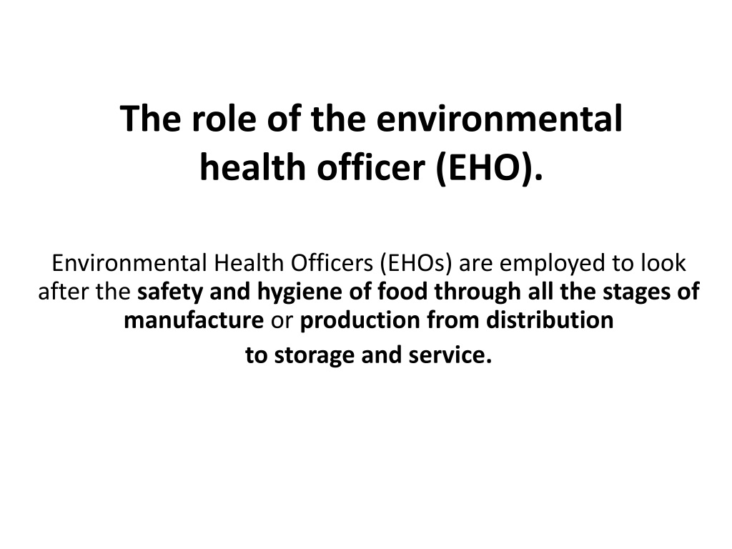 PPT The Role Of The Environmental Health Officer EHO PowerPoint 