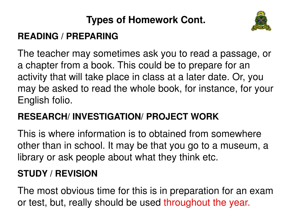 4 types of homework
