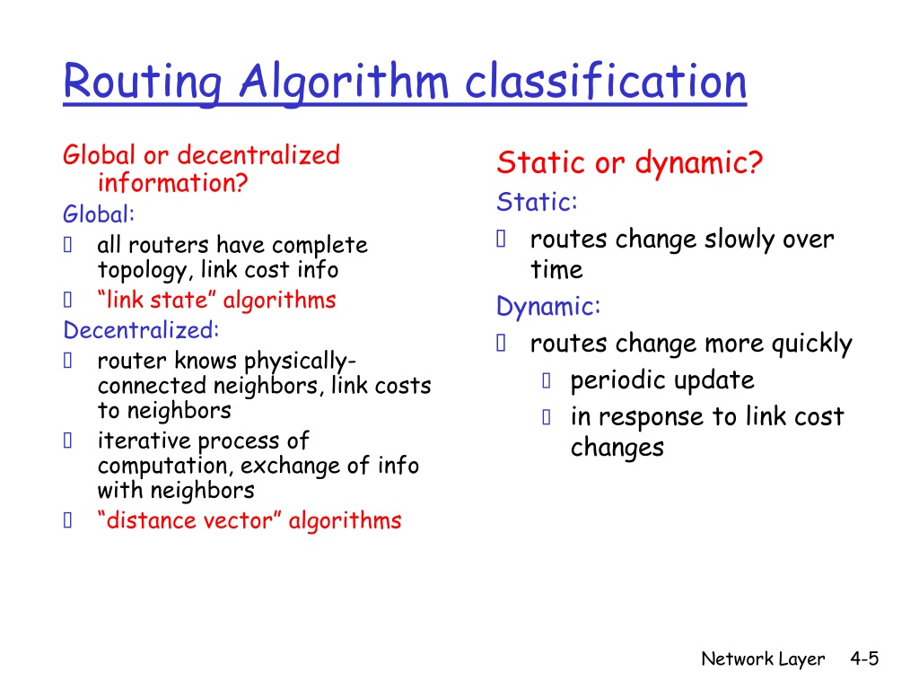 PPT - Routing Algorithms And Routing In The Internet PowerPoint ...