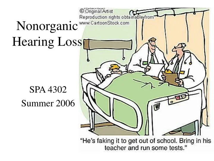 PPT Nonorganic Hearing Loss PowerPoint Presentation Free Download 