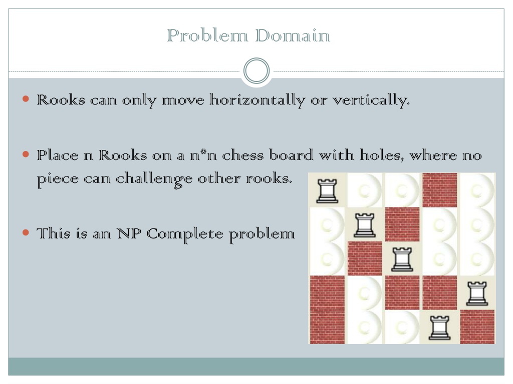 Rooks on Chessboard - Problems and Algorithms