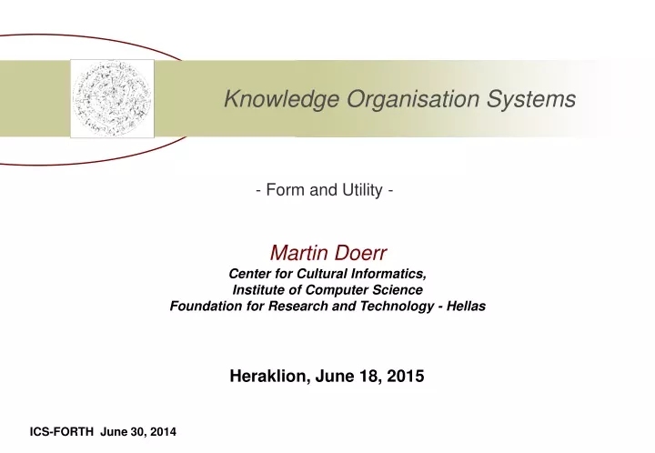 knowledge organisation systems n.