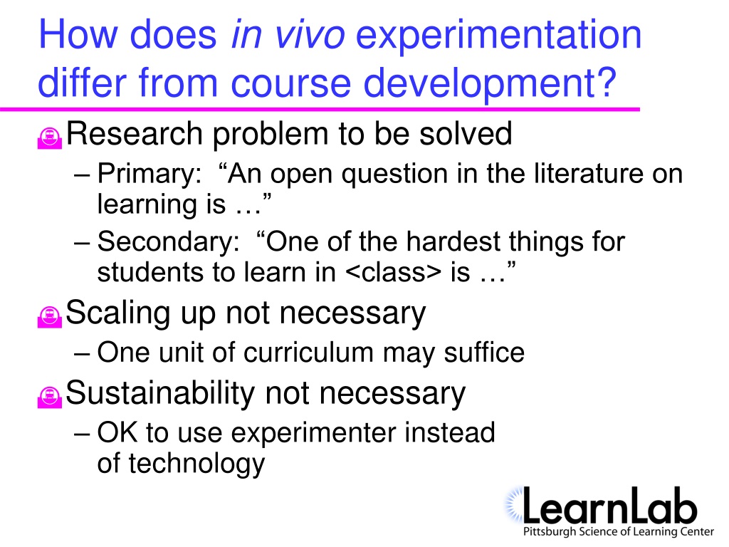 In vivo experiment - LearnLab