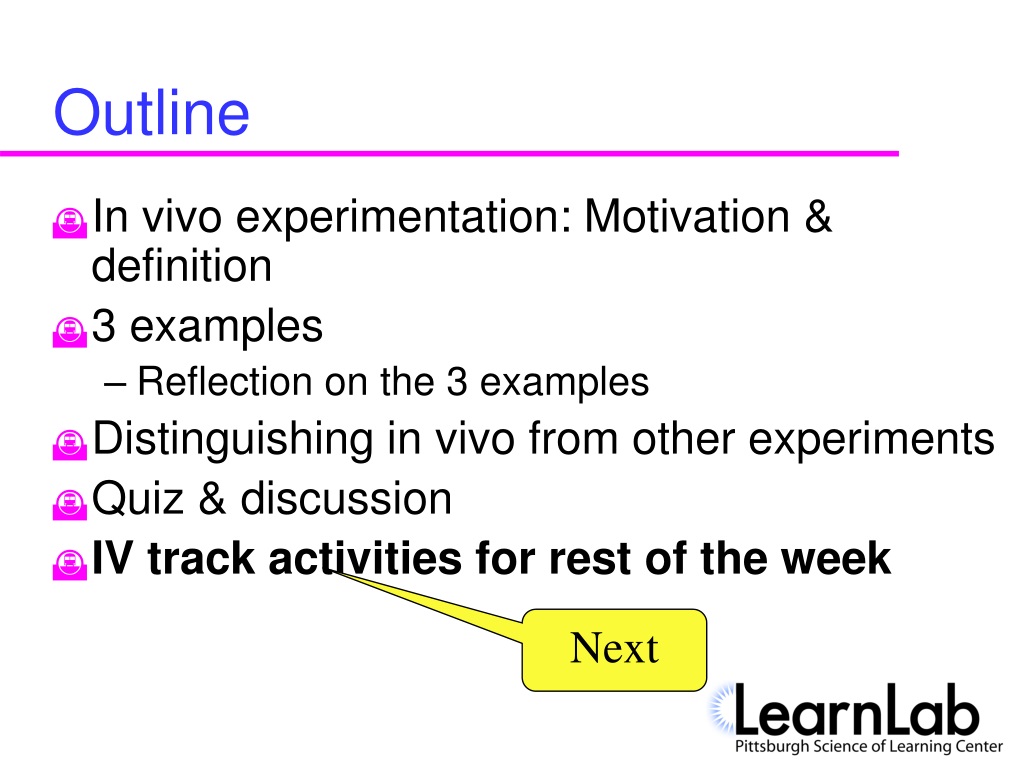 In vivo experiment - LearnLab