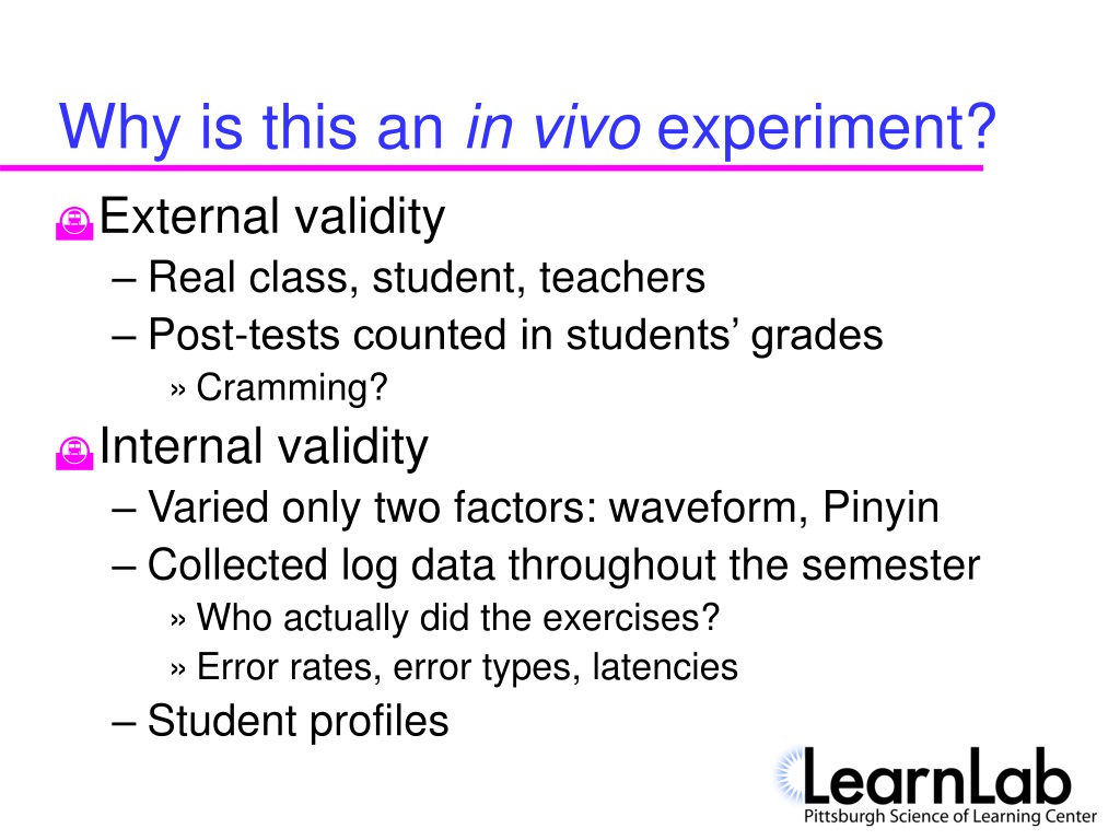 In vivo experiment - LearnLab