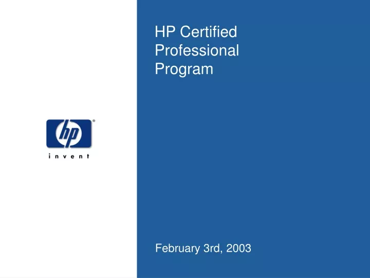hp certified professional program n.