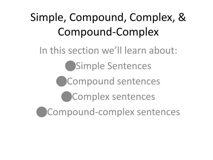 Ppt - Simple, Compound, Complex, & Compound-complex Powerpoint 