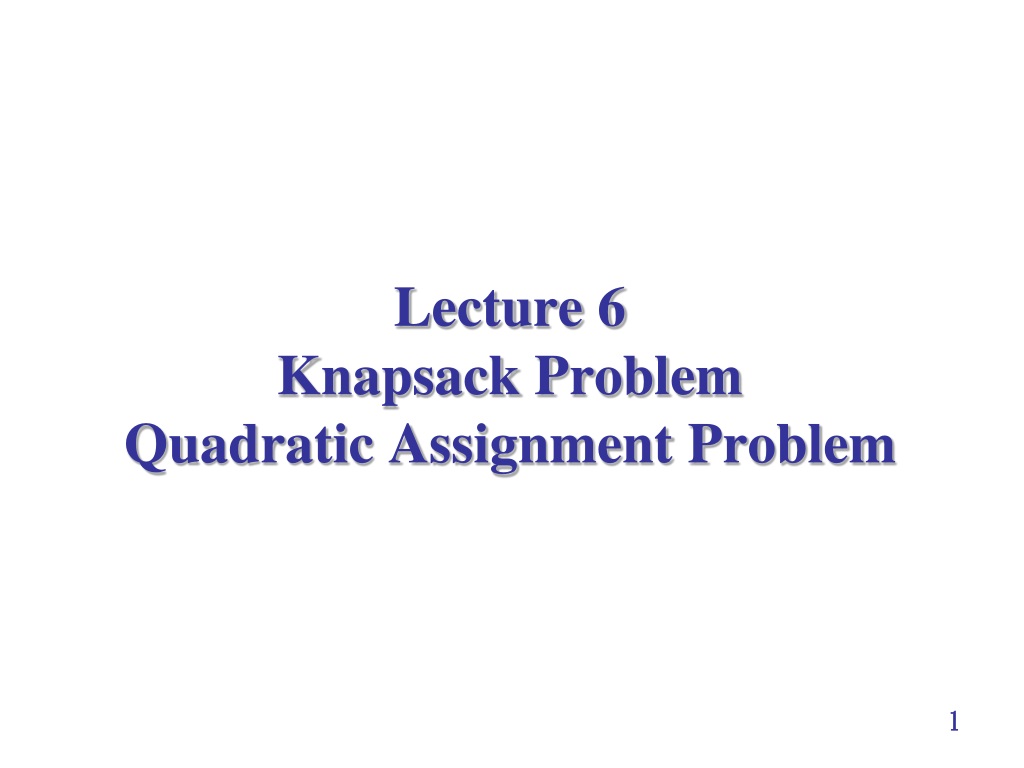 assignment problem knapsack