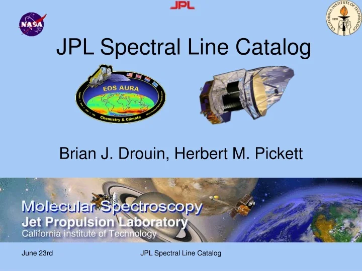 PPT JPL Spectral Line Catalog PowerPoint Presentation, free download