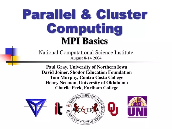 PPT - Parallel & Cluster Computing MPI Basics PowerPoint Presentation ...