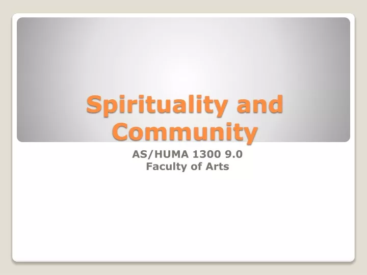 spirituality and community n.
