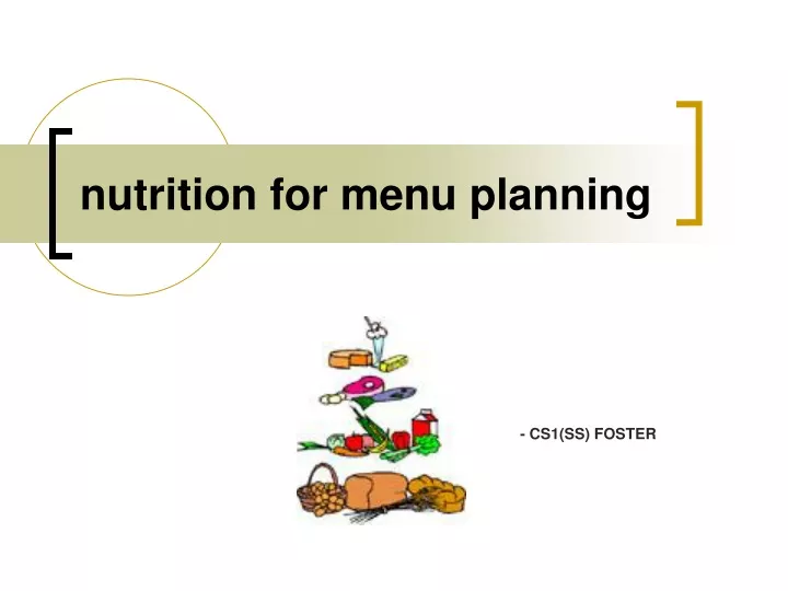 nutrition for menu planning n.