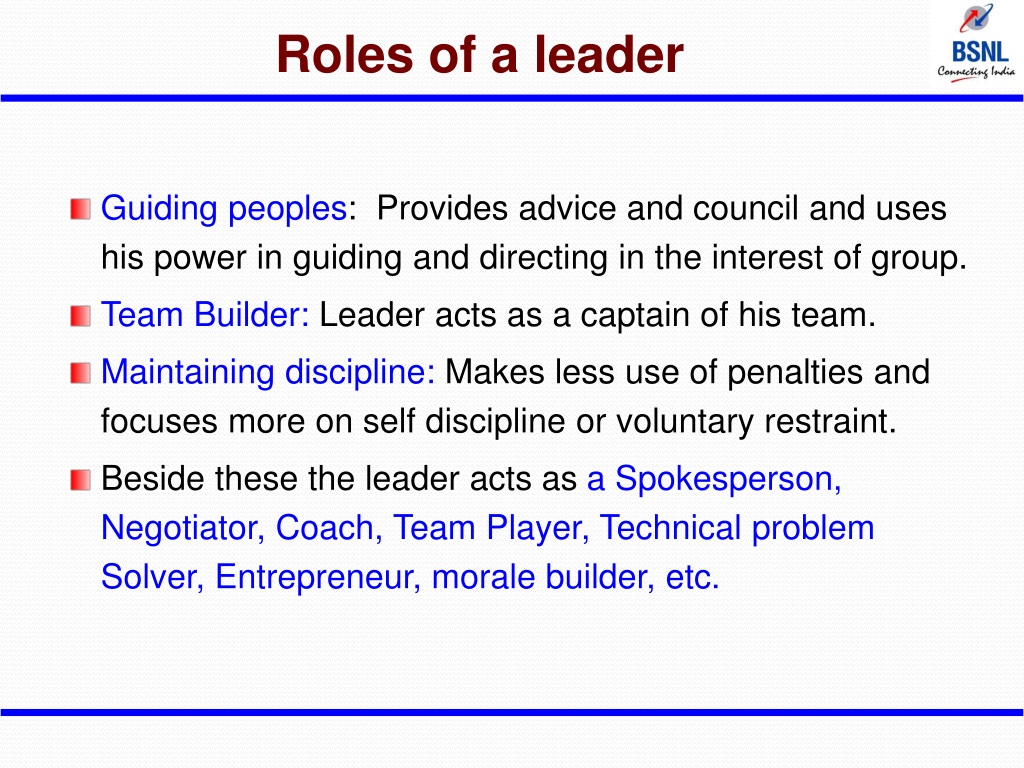 Roles of a Leader 