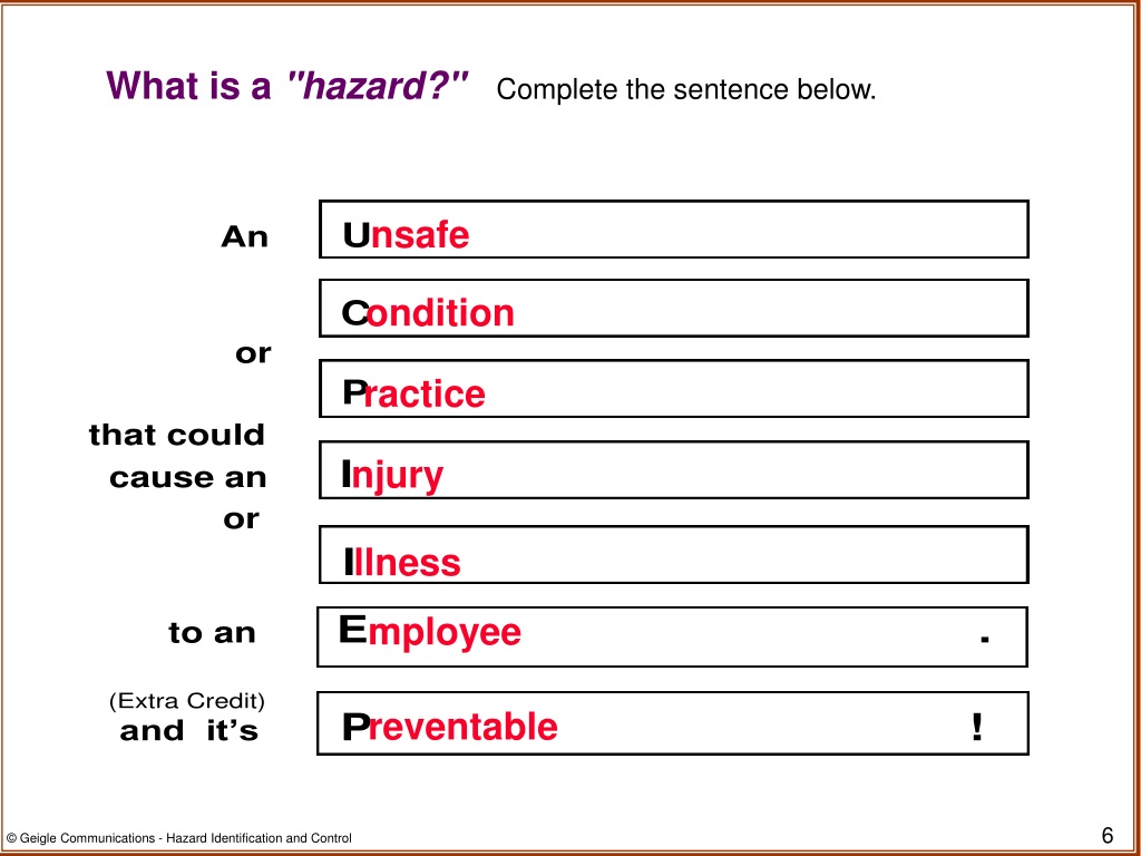 Sentence With Hazard Example