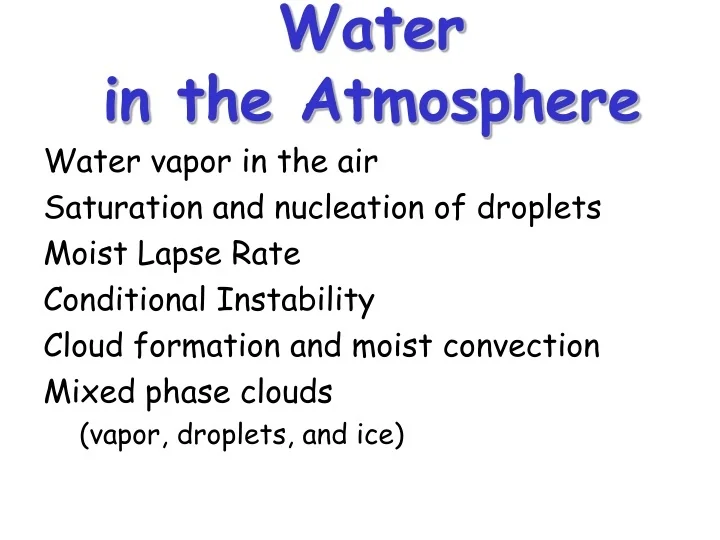 PPT Water in the Atmosphere PowerPoint Presentation, free download