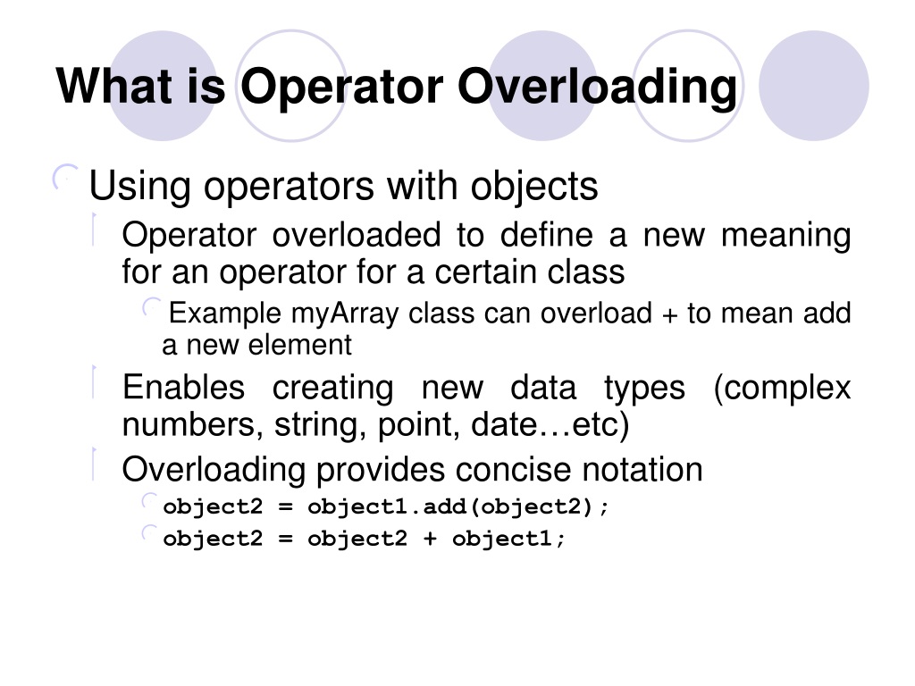 PPT - Introduction to C++ Operator Overloading PowerPoint Presentation -  ID:1810885