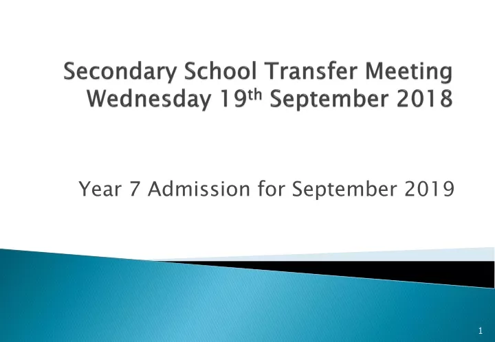secondary school transfer meeting wednesday 19 th september 2018 n.