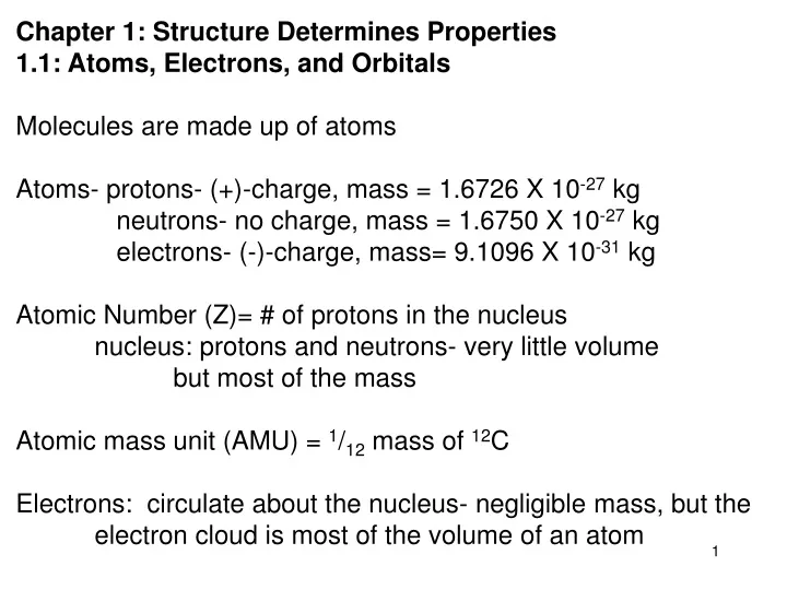 chapter 1 structure determines properties n.