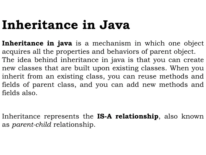 PPT - Inheritance in Java PowerPoint Presentation, free download - ID ...