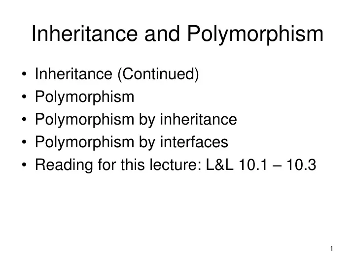 PPT - Inheritance and Polymorphism PowerPoint Presentation, free ...