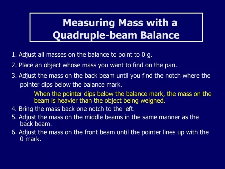 measuring mass with a quadruple beam balance n.