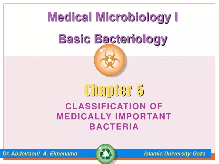 chapter 5 classification of medically important bacteria n.