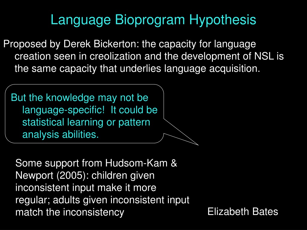 language bioprogram hypothesis define