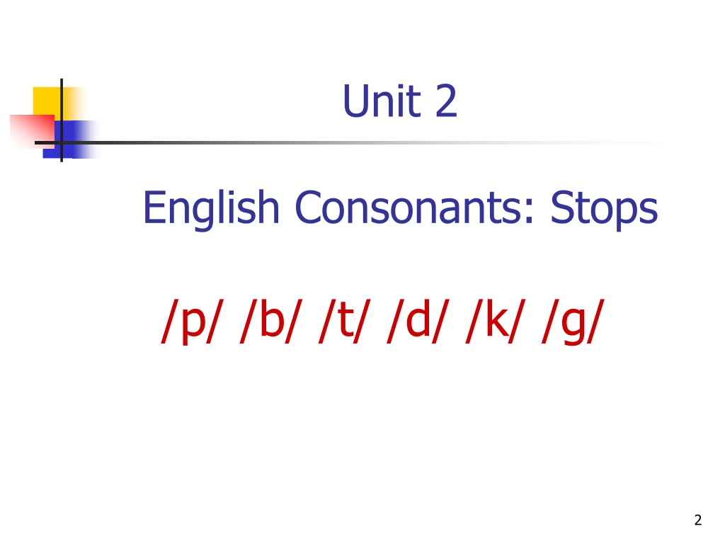 Ppt Unit 2 English Consonants Stops Powerpoint Presentation Free