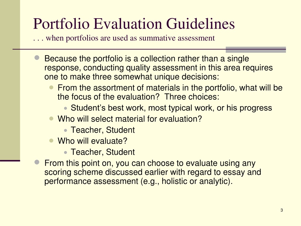 essay about portfolio assessment