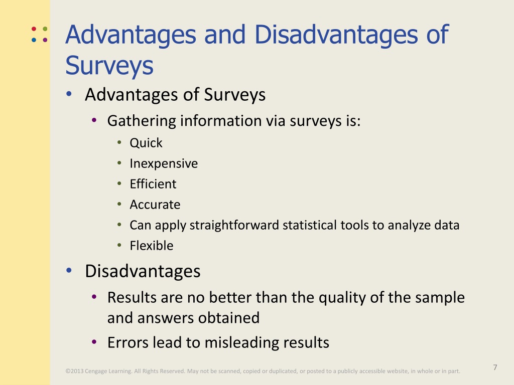 research disadvantages of survey