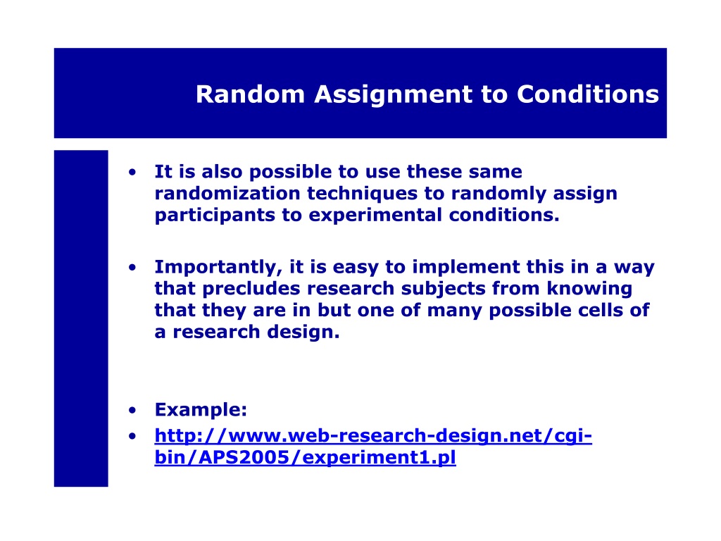 random assignment to conditions