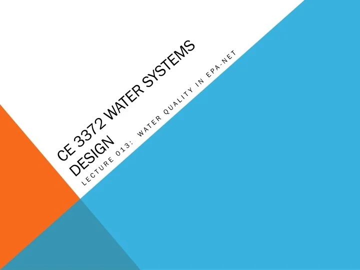 PPT CE 3372 Water Systems Design PowerPoint Presentation, free
