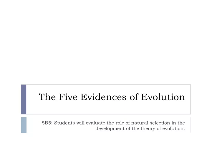 PPT - The Five Evidences of Evolution PowerPoint Presentation, free ...