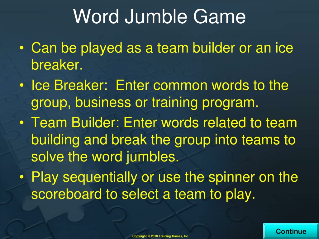 word jumble presentation
