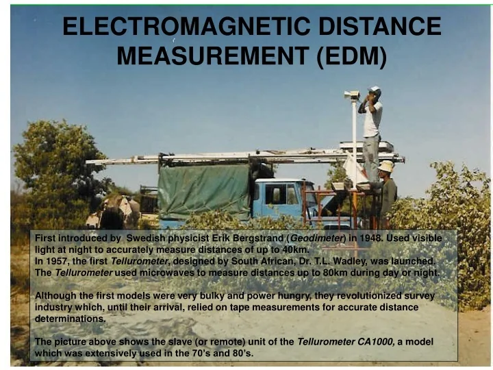 PPT - ELECTROMAGNETIC DISTANCE MEASUREMENT (EDM) PowerPoint