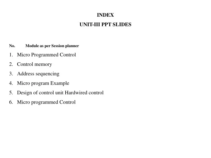 PPT INDEX UNITIII PPT SLIDES PowerPoint Presentation, free download