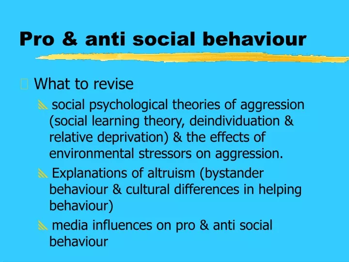 PPT - Pro & anti social behaviour PowerPoint Presentation, free ...