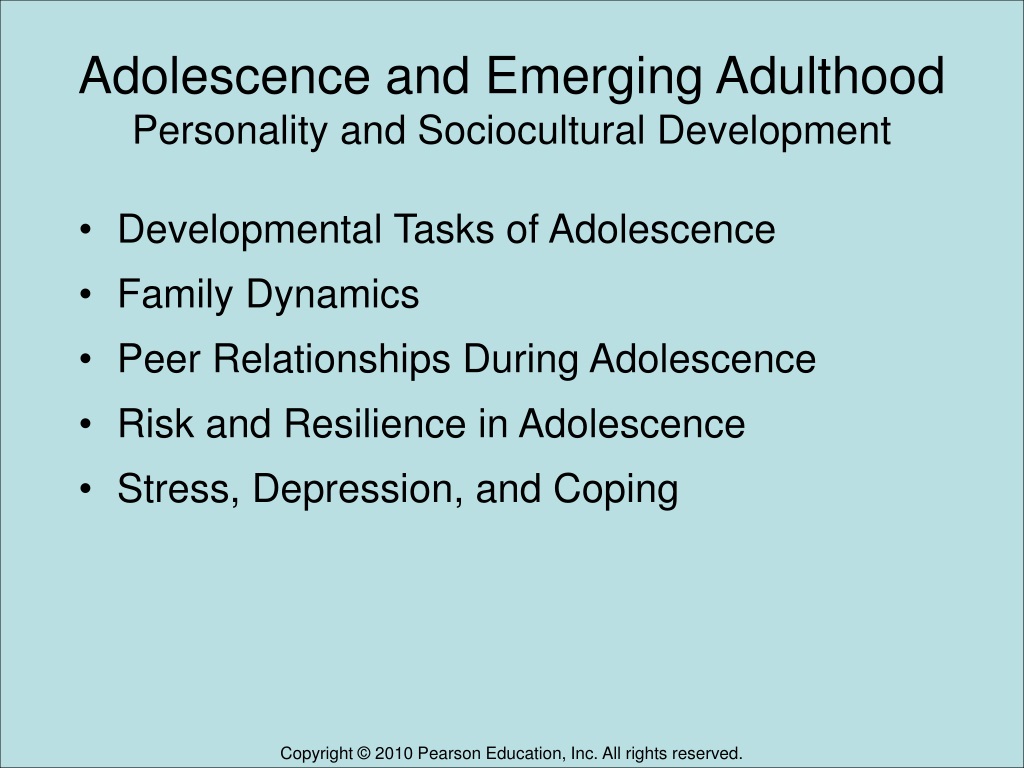 PPT - Adolescence and Emerging Adulthood Personality and Sociocultural ...
