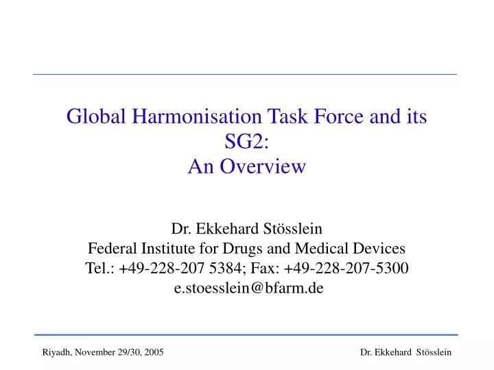Ppt Global Harmonisation Task Force And Its Sg2 An Overview
