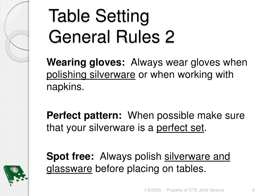 PPT - Table Setting PowerPoint Presentation, free download - ID:9481767