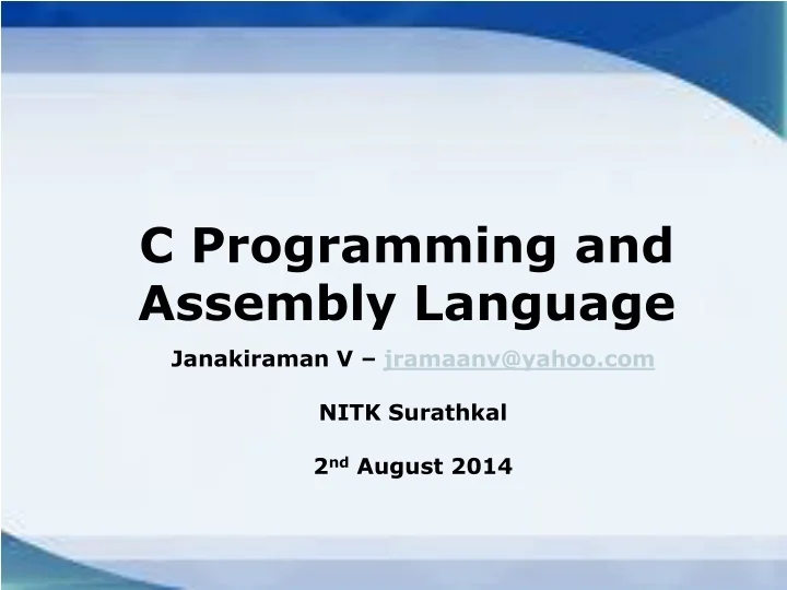PPT - C Programming and Assembly Language PowerPoint Presentation, free ...