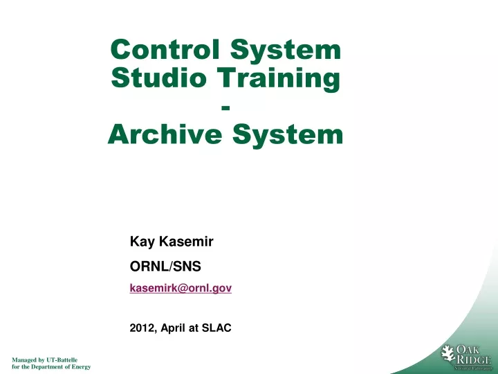 control system studio training archive system n.