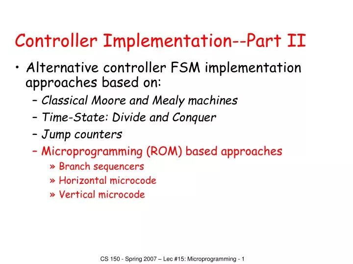 controller implementation part ii n.