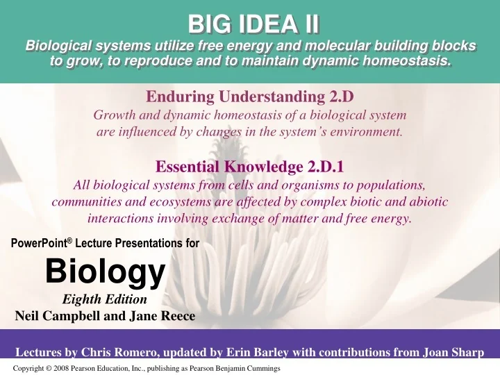 PPT Enduring Understanding 2.D Growth and dynamic homeostasis of a