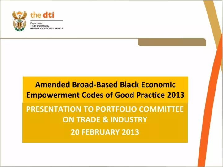 PPT - Amended Broad-Based Black Economic Empowerment Codes Of Good ...