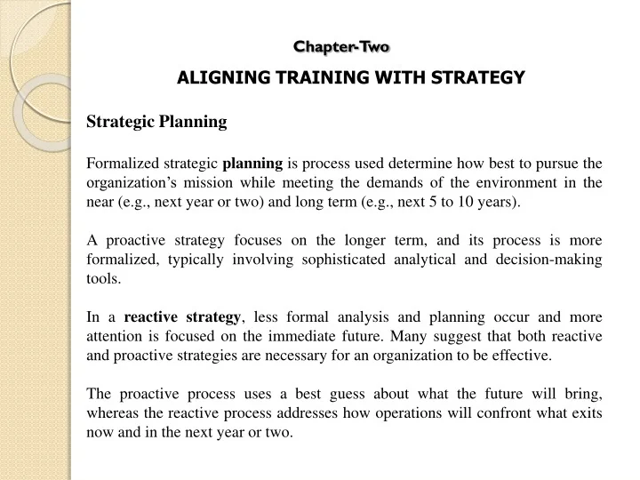 Ppt Chapter Two Aligning Training With Strategy Powerpoint
